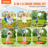 VEVOR Swing Sets for Backyard 6 in 1 Swing Set 440lbs Capacity Metal Swingset - Front View