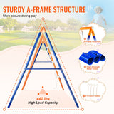 VEVOR Swing Sets for Backyard 6 in 1 Swing Set 440lbs Capacity Metal Swingset - Side View