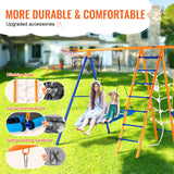 VEVOR Swing Sets for Backyard 6 in 1 Swing Set 440lbs Capacity Metal Swingset - Top-Down View