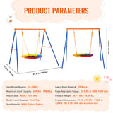 VEVOR Swing Sets for Backyard 40in Saucer Swing Seat A-Frame Metal Stand 440lbs - Rear View