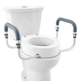 VEVOR Raised Toilet Seat,88.9 mm Height Raised, 136 kg Weight Capacity, for Standard Round Toilet, Aluminum Handrail, with EVA Armrest Padding, for Elderly, Handicap, Patient, Pregnant, Medical
