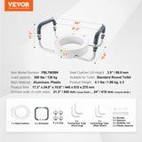 VEVOR Raised Toilet Seat,88.9 mm Height Raised, 136 kg Weight Capacity, for Standard Round Toilet, Aluminum Handrail, with EVA Armrest Padding, for Elderly, Handicap, Patient, Pregnant, Medical - Close-Up Angle