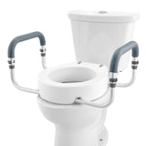VEVOR Raised Toilet Seat,88.9 mm Height Raised, 136 kg Weight Capacity, for Standard Round Toilet, Aluminum Handrail, with EVA Armrest Padding, for Elderly, Handicap, Patient, Pregnant, Medical - Extra Image