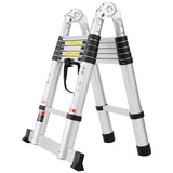 VEVOR Telescoping Extension Ladder 12.5FT A-Shape w/ Stabilizer Bar for RV - Extra Image
