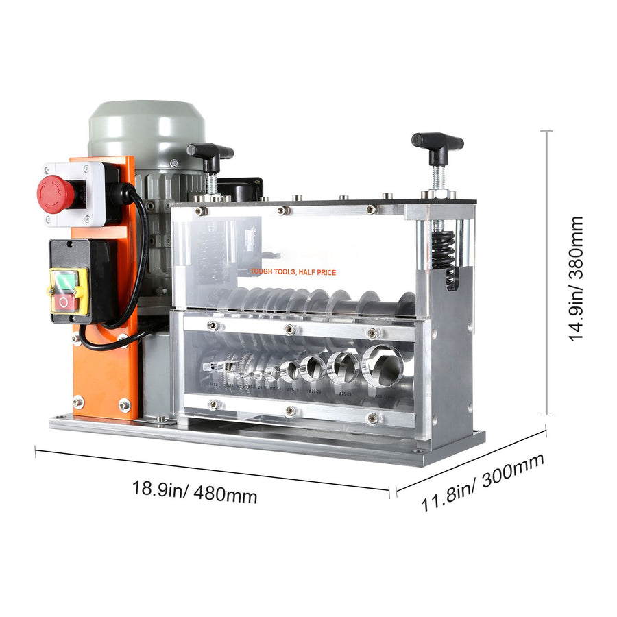Automatic Wire Stripping Machine, 0.06''-1.57'' Electric Motorized Cable Stripper, 750 W, 98 ft/min Wire Peeler with Visible Stripping Depth Reference, 10 Channels for Scrap Copper Recycling