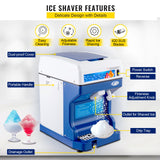VEVOR Ice Shaver 265LBS/Hour Snow Cone Frozen Ice Shaving Slushie Dessert Maker Stainless Steel Food Grade for Kitchen Home Bars - Side View