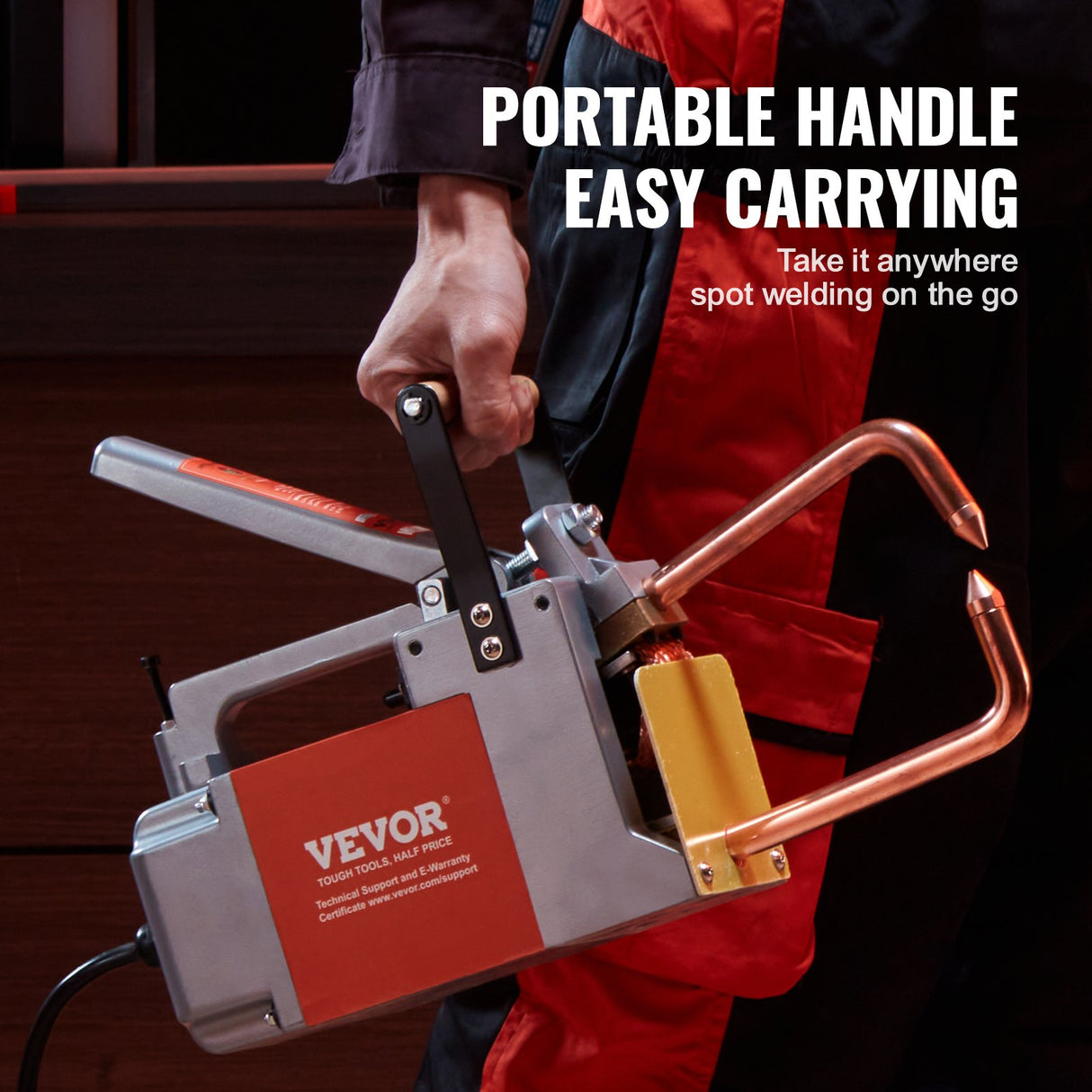 VEVOR Portable Spot Welder, 1/8-inch Thick Spot Welder Machine with 8KVA Input Capacity, Handheld Welding Tip Gun Metal Sheet Spot Welding Machine for