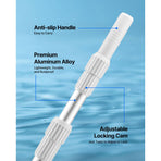 Pool Pole, 1 to 3.66 m Telescoping Swimming Pool Cleaning Poles, Professional Adjustable Telescopic Pole with Extension Pole, Heavy Duty Cleaner Stick for Skimmer Net, Rake, Brush, Vacuum Head