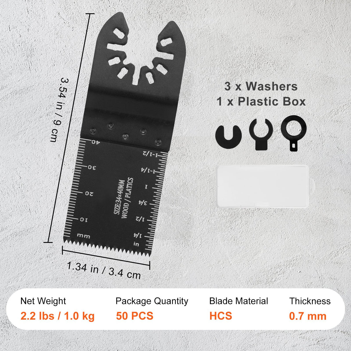 VEVOR 50PCS Oscillating Saw Blades, Universal Quick Release Oscillating Saw Blades, Multitool Tool Blades for Wood Plastic Aluminum, Fit Dewalt Bosch Milwaukee Hitachi Chicago Craftsman