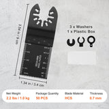 VEVOR 50PCS Oscillating Saw Blades, Universal Quick Release Oscillating Saw Blades, Multitool Tool Blades for Wood Plastic Aluminum, Fit Dewalt Bosch Milwaukee Hitachi Chicago Craftsman - Close-Up Angle