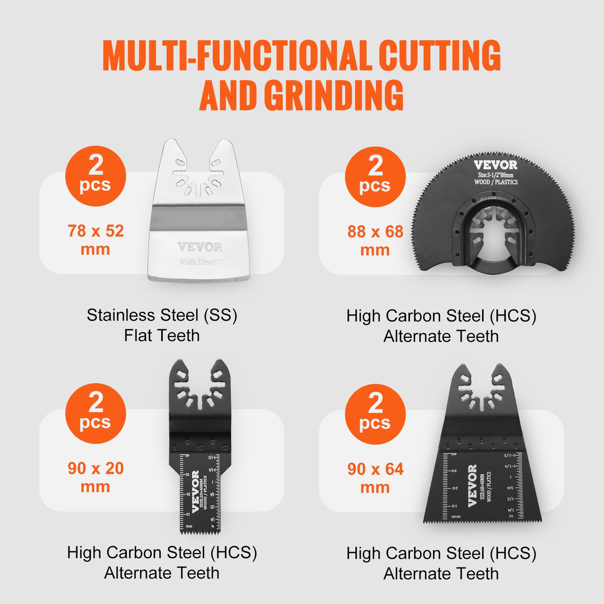 VEVOR 30PCS Multi Tool Blades Kits, Universal Quick Release Oscillating Saw Blades, 8 Types Wood Metal Plastic Oscillating Tool Blades, Fit Dewalt