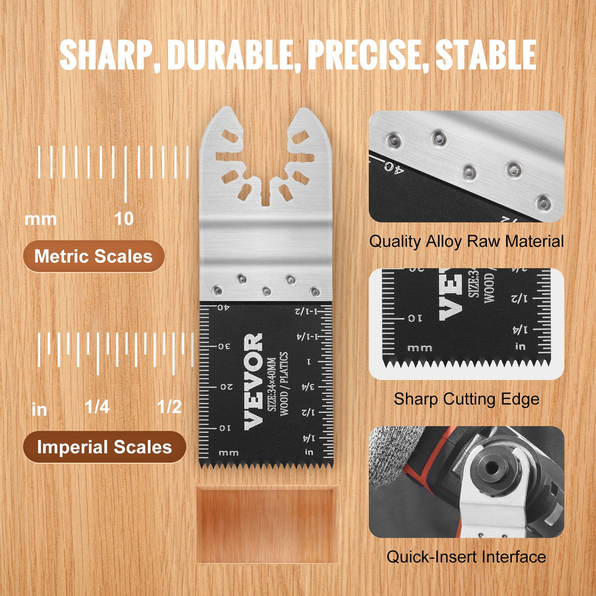 VEVOR 30PCS Multi Tool Blades Kits, Universal Quick Release Oscillating Saw Blades, 8 Types Wood Metal Plastic Oscillating Tool Blades, Fit Dewalt