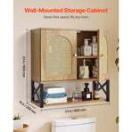 Bathroom Wall Cabinet, with 2 Doors and Adjustable Shelf, Over the Toilet Storage Medicine Cabinet Wall Mounted, Hanging Organizer with Shelves & Open Partition for Laundry Room Kitchen Restroom