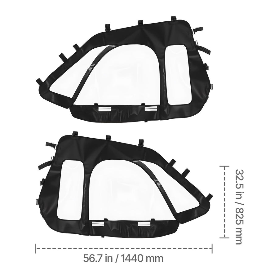 Cab Enclosure Upper Doors, Compatible with Polaris RZR XP 1000/XP Turbo 2014-2023, Soft Upper Doors, Windproof Upgraded Zipper UTV Soft Side Window Kit, Work with Side Mirrors and Windshields