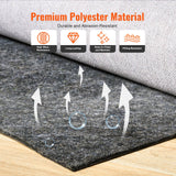Rug Pad Without Slip Resistance, Protective Cushioning Carpet Pad, 9' x 12', 1/4"Thick, 100% Pure Polyester Felt, 10-11㎡ Premium Comfort Underfoot Carpet Padding Rug Cushion for All Floors, Gray