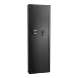 Wall Safe, 4-Tier Hidden Wall Mounted Gun Safe with Password & Key, Q235 Cold-Rolled Steel In-Wall Box with LED Lighting, 3 Adjustable Shelves & Key Holders for Money, Jewelry, Passport, Black