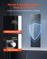 VEVOR Wall Safe, 4-Tier Hidden Wall Mounted Gun Safe with Password & Key, Q235 Cold-Rolled Steel In-Wall Box with LED Lighting, 3 Adjustable Shelves & Key Holders for Money, Jewelry, Passport, Black - Front View