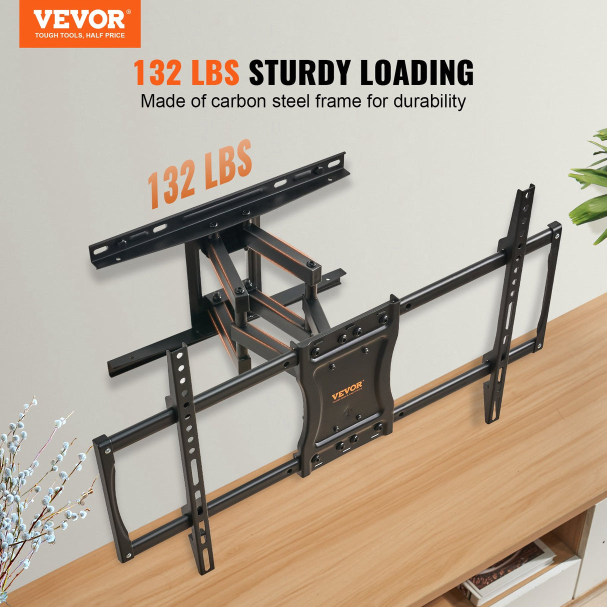 VEVOR Full Motion TV Mount Fits for Most 37-75 inch TVs, Swivel Tilt Horizontal Adjustment TV Wall Mount Bracket with 4 Articulating Arms, Max VESA