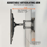 VEVOR Full Motion TV Mount Fits for Most 37-75 inch TVs, Swivel Tilt Horizontal Adjustment TV Wall Mount Bracket with 4 Articulating Arms, Max VESA 600x400mm, Holds up to 132 lbs - Top-Down View