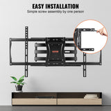 VEVOR Full Motion TV Mount Fits for Most 37-75 inch TVs, Swivel Tilt Horizontal Adjustment TV Wall Mount Bracket with 4 Articulating Arms, Max VESA 600x400mm, Holds up to 132 lbs - 45-Degree Angle