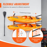 VEVOR Wall Kayak Storage Rack, 4-Capacity Wall Mounted Kayak Holders for Kayak Canoe Paddle Board, Kayak Storage Hooks with Adjustable Padded Arms,
