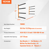 VEVOR Wall Kayak Storage Rack, 4-Capacity Wall Mounted Kayak Holders for Kayak Canoe Paddle Board, Kayak Storage Hooks with Adjustable Padded Arms, 181.6 KG Load Kayak Hanger for Indoor Outdoor Garage - Close-Up Angle