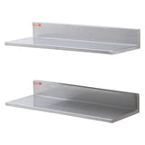 VEVOR 8.6" x 24" Stainless Steel Shelf, Wall Mounted Floating Shelving with Backsplash, 44 lbs Load Capacity Commercial Shelves, Heavy Duty Storage