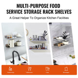 VEVOR 8.6" x 24" Stainless Steel Shelf, Wall Mounted Floating Shelving with Backsplash, 44 lbs Load Capacity Commercial Shelves, Heavy Duty Storage