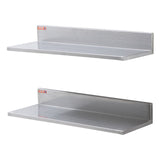 VEVOR 8.6" x 24" Stainless Steel Shelf, Wall Mounted Floating Shelving with Backsplash, 44 lbs Load Capacity Commercial Shelves, Heavy Duty Storage