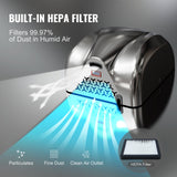 VEVOR Heavy Duty Commercial Hand Dryer, 1800W Automatic High Speed Stainless Steel Warm Wind Hand Blower, 220V-240V Plug In/Hardwired Two Power Options, Compliant for Industry Business Restrooms - 45-Degree Angle