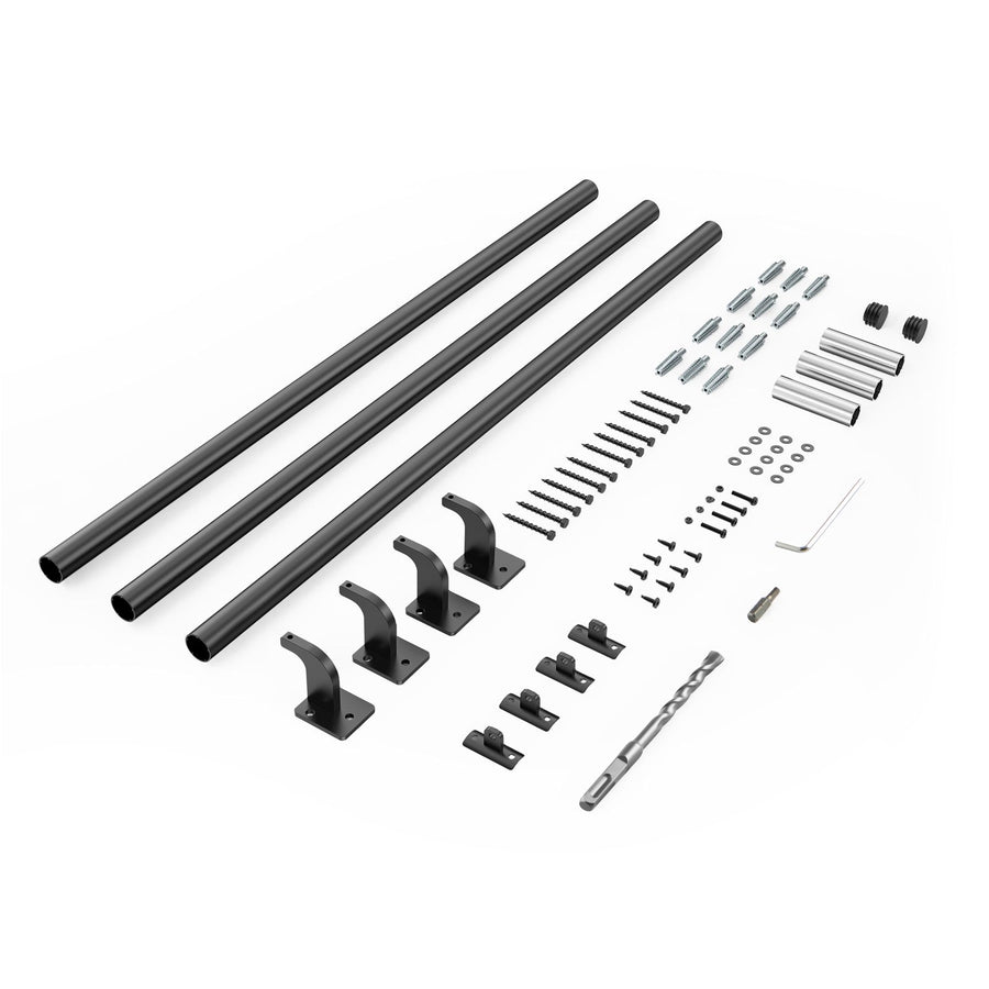 Wall Mounted Stair Handrail, 3665mm Pipe Staircase Handrail, Black Galvanized Aluminum, 32mm Pipe Diameter, Indoor&Outdoor Staircase Railing, Industrial Hand Rail for Steps, Security Baluster