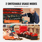 Wall Mounted Storage Bins, 48-Bin Parts Rack Organizer Garage Plastic Shop Tool with Wall Panels, Tool Organizer for Nuts, Bolts, Screws, Nails, Beads, Buttons, Other Small Parts, Black and Red