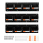 Wall Mounted Storage Bins, 12 Plastic Bins & 3 Metal Rails, Plastic Hanging Stackable Storage Bin for Screws, Nuts, Bolts, Nails, Hardware Tool Organizer for Workshop, Craft Room, Garage, Black