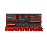VEVOR Wall Mounted Storage Bins, 30-Bin Parts Rack Organizer Garage Plastic Shop Tool with Wall Panels/Tool Holders/Hooks, Tool Organizer for Nuts, Bolts, Screws, Nails, Beads, Buttons, Black and Red - Extra Image