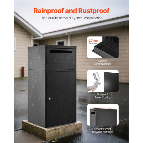 Package Delivery Boxes for Outside, 90.9 cm Mailbox for Parcel with Lock, Galvanized Steel Package Drop Box, image 3