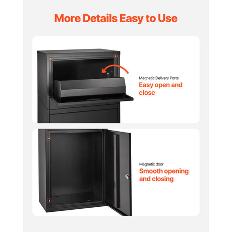 Package Delivery Boxes for Outside, 90.9 cm Mailbox for Parcel with Lock, Galvanized Steel Package Drop Box, image 6