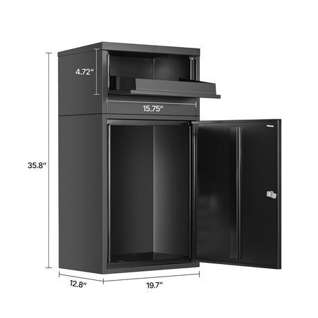 Package Delivery Boxes for Outside, 90.9 cm Mailbox for Parcel with Lock, Galvanized Steel Package Drop Box, image 8