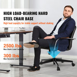 Office Chair Base Replacement, 710 mm, 1134 kg Static Load Capacity, Heavy Duty Universal Computer Desk Chair Stool Base Part with Reinforced Metal Legs, Desk Chair Base Replacement Parts, Black - Front View