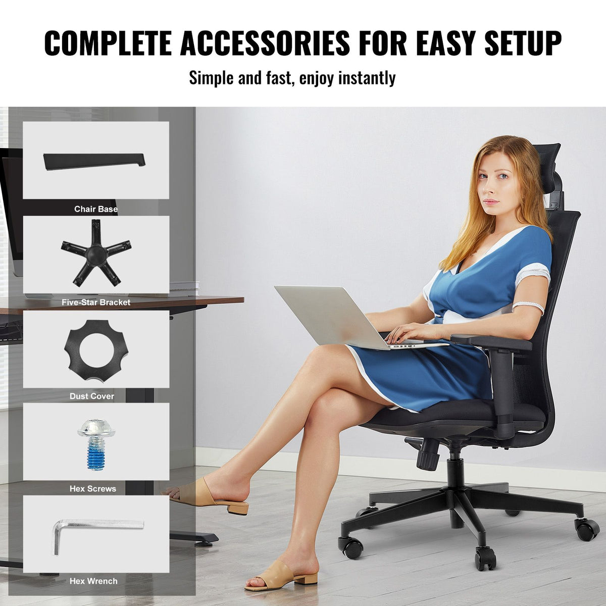 Office Chair Base Replacement, 710 mm, 1134 kg Static Load Capacity, Heavy Duty Universal Computer Desk Chair Stool Base Part with Reinforced Metal Legs, Desk Chair Base Replacement Parts, Black