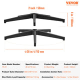 Office Chair Base Replacement, 710 mm, 1134 kg Static Load Capacity, Heavy Duty Universal Computer Desk Chair Stool Base Part with Reinforced Metal Legs, Desk Chair Base Replacement Parts, Black