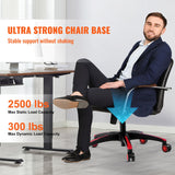 Office Chair Base Replacement, 710 mm, 1134 kg Static Load, Heavy Duty Universal Computer Desk Chair Stool Base Part with 5 Casters and Reinforced Legs, Desk Chair Base Replacement, Black + Red - Front View