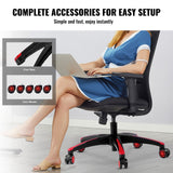 Office Chair Base Replacement, 710 mm, 1134 kg Static Load, Heavy Duty Universal Computer Desk Chair Stool Base Part with 5 Casters and Reinforced Legs, Desk Chair Base Replacement, Black + Red