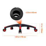 Office Chair Base Replacement, 710 mm, 1134 kg Static Load, Heavy Duty Universal Computer Desk Chair Stool Base Part with 5 Casters and Reinforced Legs, Desk Chair Base Replacement, Black + Red - Low Angle