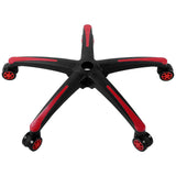 Office Chair Base Replacement, 710 mm, 1134 kg Static Load, Heavy Duty Universal Computer Desk Chair Stool Base Part with 5 Casters and Reinforced Legs, Desk Chair Base Replacement, Black + Red