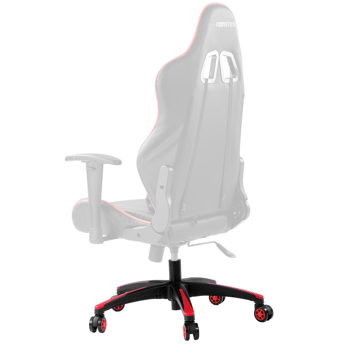 Office Chair Base Replacement, 710 mm, 1134 kg Static Load, Heavy Duty Universal Computer Desk Chair Stool Base Part with 5 Casters and Reinforced Legs, Desk Chair Base Replacement, Black + Red