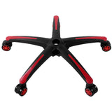 Office Chair Base Replacement, 710 mm, 1134 kg Static Load, Heavy Duty Universal Computer Desk Chair Stool Base Part with 5 Casters and Reinforced Legs, Desk Chair Base Replacement, Black + Red