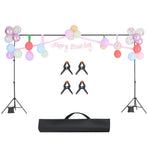 Backdrop Stand, 198 x 300 cm Adjustable Photo Backdrop Stand Kit, Portable Background Backdrop Stand with 5 Crossbars, Heavy Duty Projector Screen Stand, for Wedding, Photo Video Studio & Party