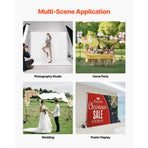 Backdrop Stand, 198 x 300 cm Adjustable Photo Backdrop Stand Kit, Portable Background Backdrop Stand with 5 Crossbars, Heavy Duty Projector Screen Stand, for Wedding, Photo Video Studio & Party