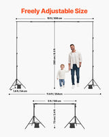VEVOR Backdrop Stand Background Stand Kit with 2 Tripod for Party & Photo Studio - Side View