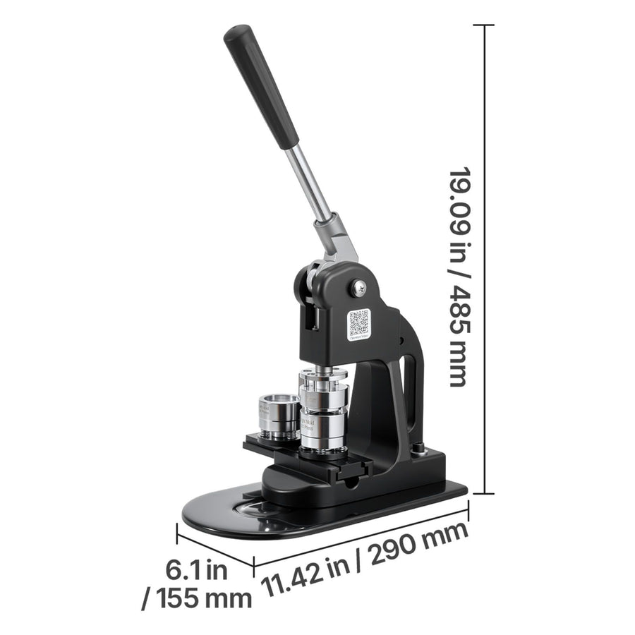 Button Maker Machine, 25 mm, Pin Maker Machine with 500pcs Button Parts, Circle Cutter, Hex Wrenches and Magic Book, Ergonomic Handle, for DIY Badges, Personalized Pins and Key Chains, Black